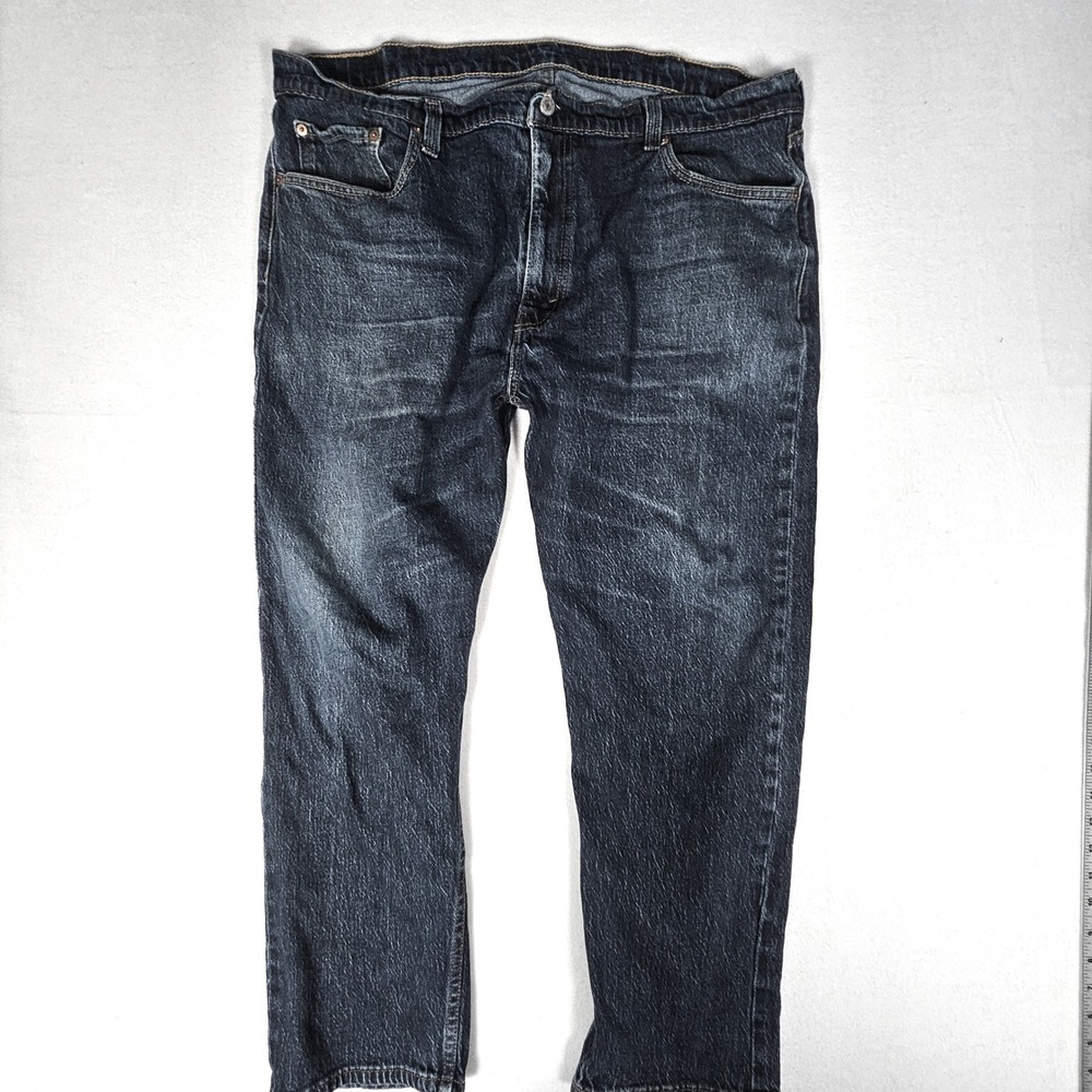 Levis 502 Taper Fit Jeans Mens 42x30 Dark Wash Blue Denim Stretch 502-0001